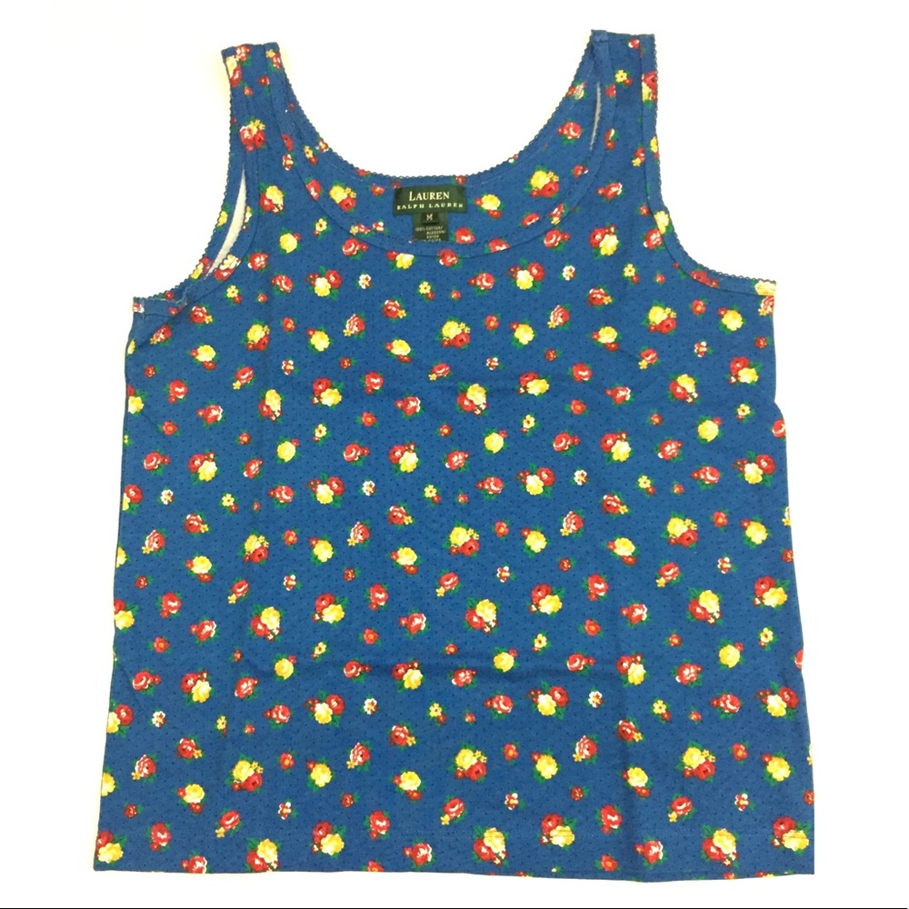 Lauren Ralph Lauren Blue Floral Tank Top